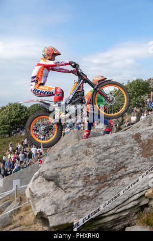 Silsden, Großbritannien. 2. September 2018. Die besten internationalen Reiter Wettbewerb die britische Runde der Welt Studien GP. Ergebnisse - Platz 1 - Toni Bou. Zweiter Adam Raga. Dritte - Miquel Gelabert. Vierte - takahisa Fujinami. Credit: RHB/Alamy leben Nachrichten Stockfoto