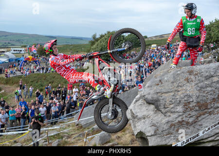 Silsden, Großbritannien. 2. September 2018. Die besten internationalen Reiter Wettbewerb die britische Runde der Welt Studien GP. Ergebnisse - Platz 1 - Toni Bou. Zweiter Adam Raga. Dritte - Miquel Gelabert. Vierte - takahisa Fujinami. Credit: RHB/Alamy leben Nachrichten Stockfoto