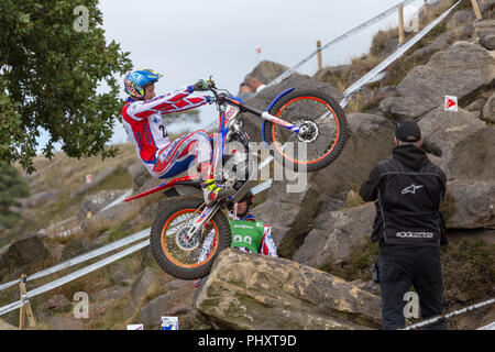 Die besten internationalen Reiter Wettbewerb die britische Runde der Welt Studien GP. Ergebnisse - Platz 1 - Toni Bou. Zweiter Adam Raga. Dritte - Miquel Gelabert. Vierte - takahisa Fujinami. Stockfoto