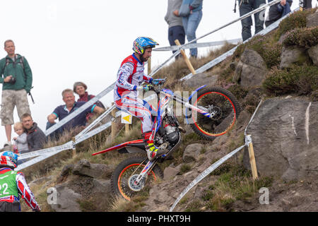 Die besten internationalen Reiter Wettbewerb die britische Runde der Welt Studien GP. Ergebnisse - Platz 1 - Toni Bou. Zweiter Adam Raga. Dritte - Miquel Gelabert. Vierte - takahisa Fujinami. Stockfoto