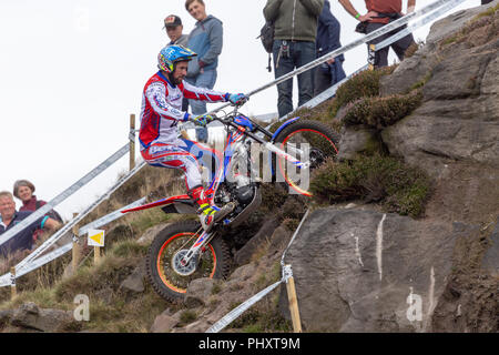 Die besten internationalen Reiter Wettbewerb die britische Runde der Welt Studien GP. Ergebnisse - Platz 1 - Toni Bou. Zweiter Adam Raga. Dritte - Miquel Gelabert. Vierte - takahisa Fujinami. Stockfoto