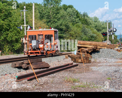 Eine Rail Road wird auf und erneuerten gearbeitet Stockfoto