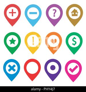 Mapping pins Icon Set Stock Vektor