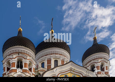 Detail der Kuppeln der Alexander-Newski-Kathedrale in Tallinn, Estland Stockfoto