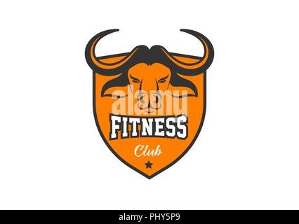 Leiter der Stier, Büffel, Fitness, crossfit, Fitnessraum Embleme, Aufkleber, Abzeichen, Logo und Element Stock Vektor