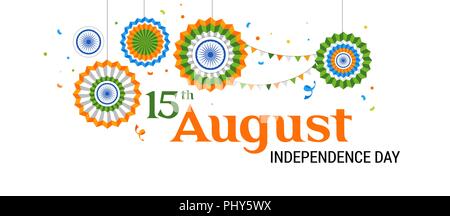 Indische Urlaub, Happy Independence Day Feier, Poster und Banner Design Stock Vektor
