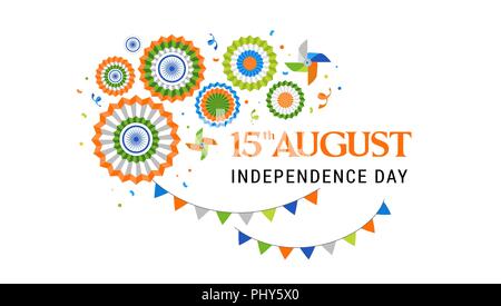 Indische Urlaub, Happy Independence Day Feier, Poster und Banner Design Stock Vektor