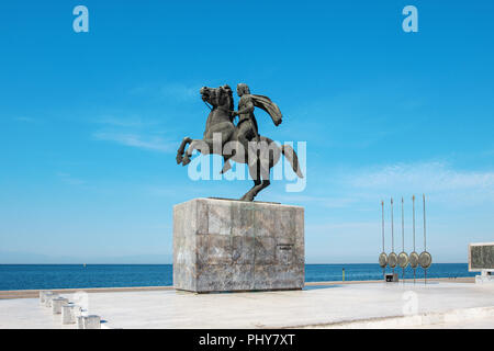 Statue von Alexander dem Großen in Thessaloniki, Griechenland Stockfoto