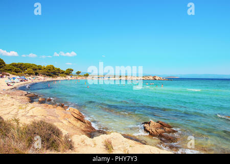 Lebendige Bucht von Vourvourou, an den Sommer, Griechenland Stockfoto