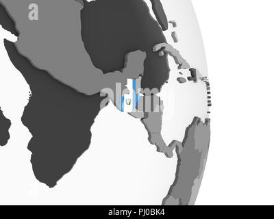 Guatemala auf Grau politische Globus mit embedded Flagge. 3D-Darstellung. Stockfoto