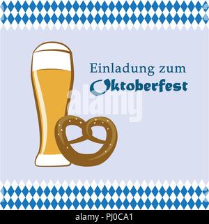 Oktoberfest einladen, Bier und Brezel Vektor-illustration EPS 10. Stock Vektor