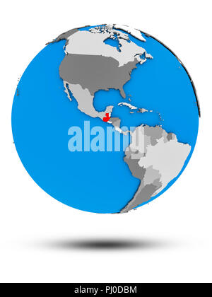 Guatemala über politische Globus mit Schatten auf weißem Hintergrund. 3D-Darstellung. Stockfoto