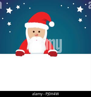 Weihnachten Santa Claus in Rot über leere Grußkarte blauen Hintergrund Vektor-illustration EPS 10. Stock Vektor