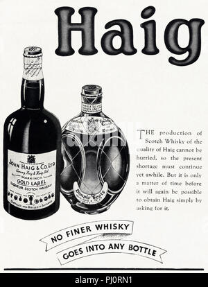 1940er Jahre alten Vintage original advert Werbung Haig Scotch Whisky in Englisch Magazin ca. 1947 Stockfoto