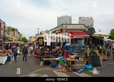 Die Rue Paul Bert, Marché aux Puces, Saint-Ouen, Paris, Frankreich Stockfoto