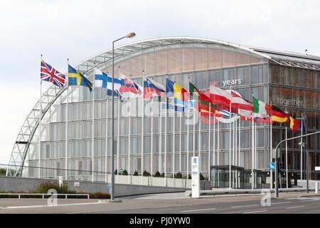 Kirchberg, Luxemburg - 21. Juli 2018: Die Europäische Investitionsbank in Luxemburg Stockfoto