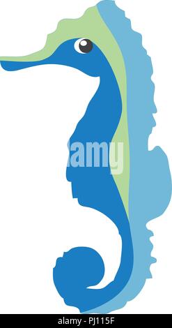 Vector Illustration eines cute cartoon Seepferdchen auf weißem Hintergrund. Stock Vektor