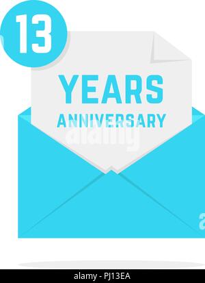 13 Jahre Jubiläum Symbol in offenen Brief Stock Vektor