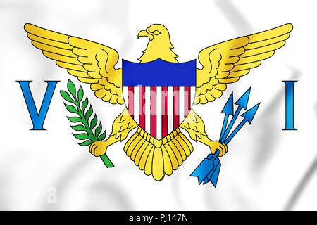 3D-Flagge Virgin Islands der Vereinigten Staaten. 3D-Darstellung. Stockfoto