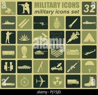 Militärische Icon Set. Konstruktor, Kit. Vector Illustration Stock Vektor