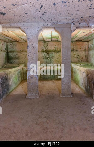 Grab Innenraum, Monterozzi Nekropole, Tarquinia, Latium, Italien Stockfoto