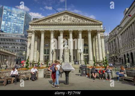 Royal Exchange, Threadneedle Street, London, England, Grossbritannien Stockfoto