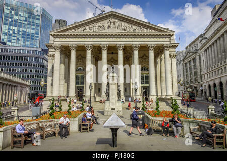 Royal Exchange, Threadneedle Street, London, England, Grossbritannien Stockfoto