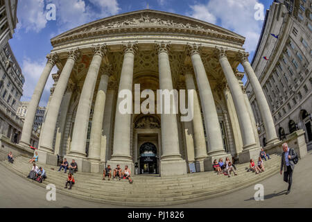 Royal Exchange, Threadneedle Street, London, England, Grossbritannien Stockfoto