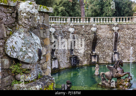 Pegasus Brunnen, Villa Lante, Bagnaia, Viterbo, Latium, Italien Stockfoto