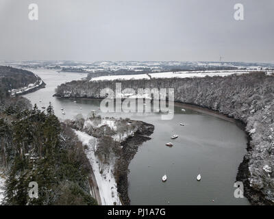 Luftaufnahme von einer ländlichen Winterlandschaft, Cork, Irland Stockfoto