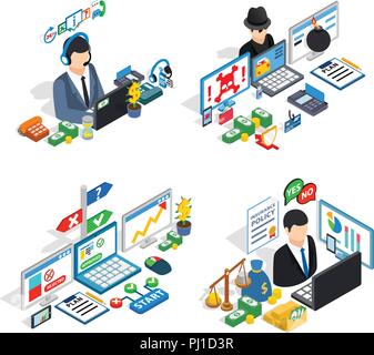 Geld management clip art, isometrische Stil Stock Vektor