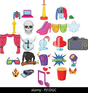 Kinematographie Icons Set, Cartoon-Stil Stock Vektor