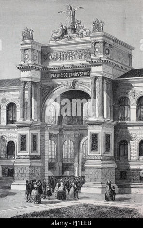 Tor der Exposition Universelle 1855, internationale Ausstellung, Champs-Élysées Paris, Frankreich, digital verbesserte Reproduktion eines woodprint aus dem Jahr 1890 Stockfoto