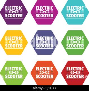 Städtische Kreisel scooter Icons Set9 Vektor Stock Vektor