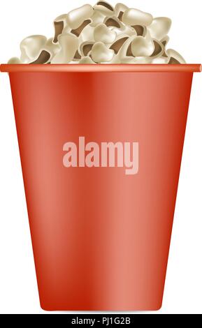 Popcorn Red Box Mockup, realistischen Stil Stock Vektor