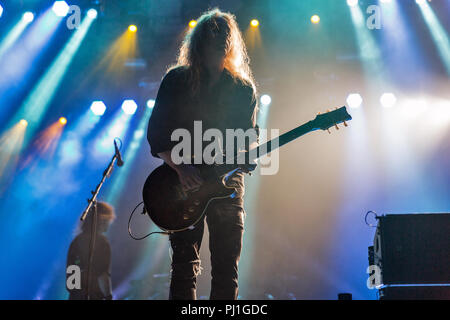 Kiew, Ukraine - Juli 05, 2018: Die Deutsche Thrash Metal Rock Band Kreator führt live im Atlas Wochenende Festival in nationalen Expocentre. Stockfoto