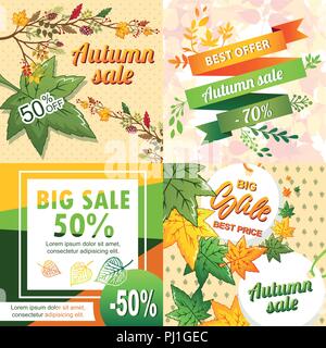 Herbst Sale Banner ist, Cartoon Stil Stock Vektor