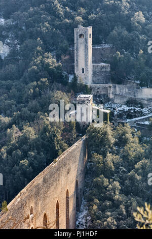 Ponte delle Torri, Aquädukt (13. Jahrhundert), Spoleto, Perugia, Umbrien, Italien Stockfoto