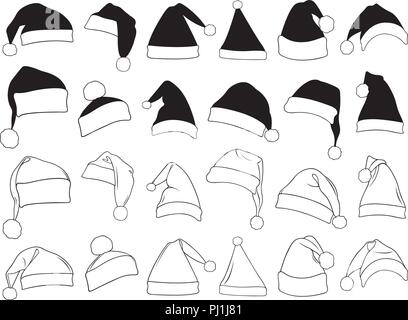 Abbildung verschiedener Weihnachten Hüte isoliert auf weißem Stock Vektor