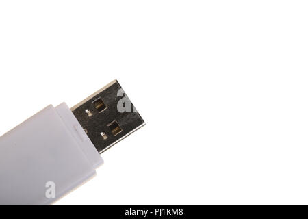 USB-Flash-Laufwerk isoliert auf weißem Hintergrund. Ansicht von oben. Stockfoto