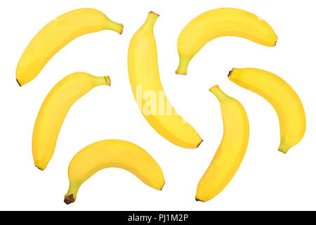 Nahtlose Muster aus der ganzen Bananen auf weißem Hintergrund. Ansicht von oben. Flach. Stockfoto