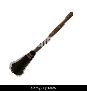 Hexen Besenstiel. Alte Besen. Halloween Zubehör Objekt Stock Vektor