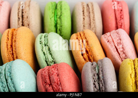 Bunte macarons als Hintergrund closeup Makro. Stockfoto