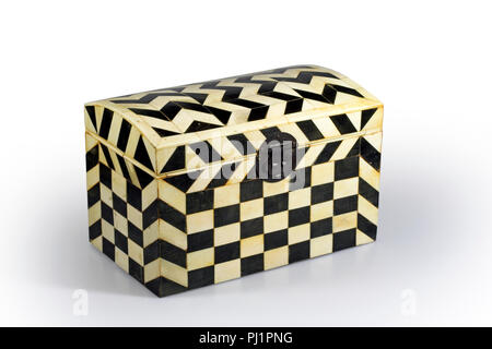 Alten schwarzen und weißen Holz box für Dekoration verwendet werden Stockfoto