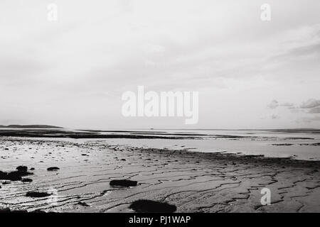 Die Severn Estuary Schlamm Wohnungen (auf der englischen Seite) bei Ebbe in Schwarz und Weiß Stockfoto