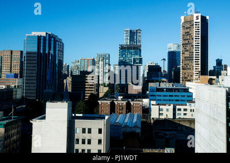 Blick auf die Skyline der Innenstadt, Vancouver, British Columbia, Kanada Stockfoto