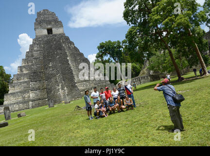 Tikal, Maya Ruinen, Guatemala, mit Tempel 1. Stockfoto