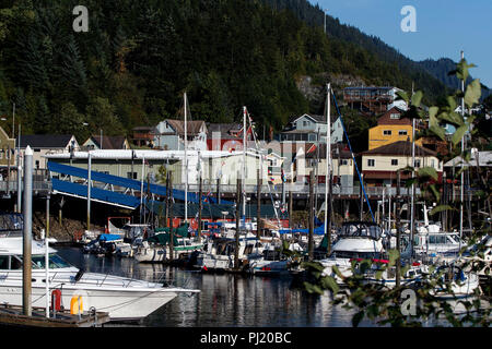 Marina in der Nähe der Creek Street, Ketchikan, Alaska, Vereinigte Staaten von Amerika Stockfoto