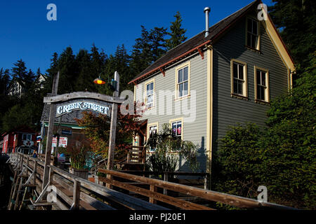 Creek Street, Ketchikan, Alaska, Vereinigte Staaten von Amerika Stockfoto