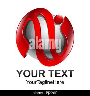 Kreative abstrakten 3d Sphäre swoosh Männer vektor Logo Design template Element. Rot Silber Konzept Symbol Stock Vektor